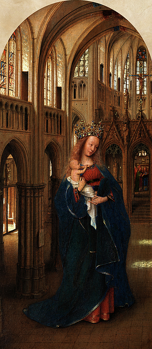 Virgin in a Church Greeting Card by Jan van Eyck
