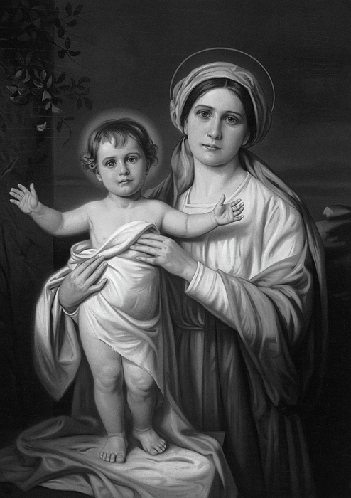 mary holding jesus art