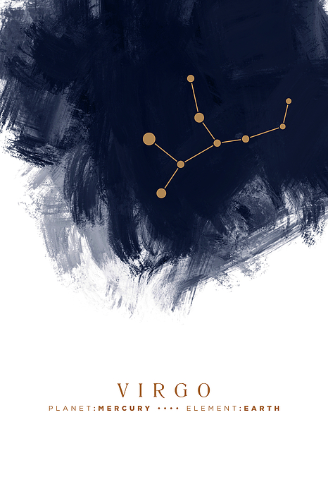 Virgo Zodiac Sign Minimal Print Zodiac Constellation Astrology Good Luck Night Sky Blue Greeting Card