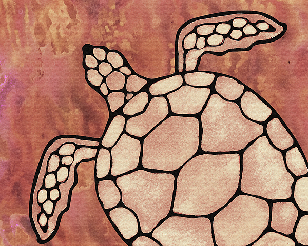 Irina Sztukowski - Warm Beige Watercolor Tortoise Under The Sea Turtle Native Art Ocean Creature 