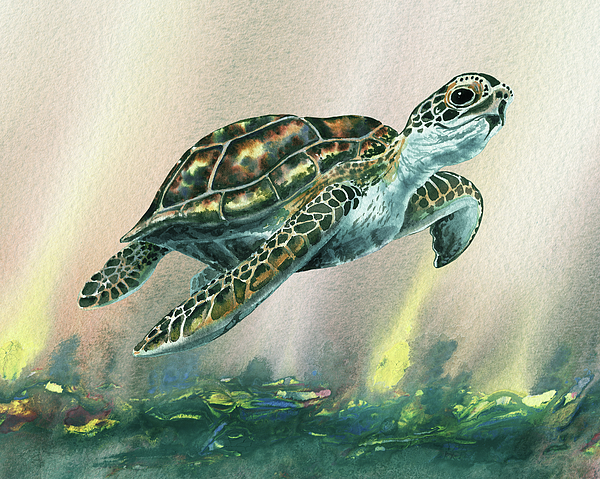 Irina Sztukowski - Watercolor Giant Sea Turtle 
