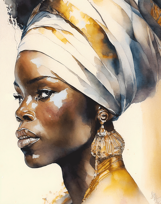 Watercolor Painting Set, Hyper Realistic Character Concept Art, Beautiful  African Tribe Women, No 10 Yoga Mat by Mounir Khalfouf - Fine Art America