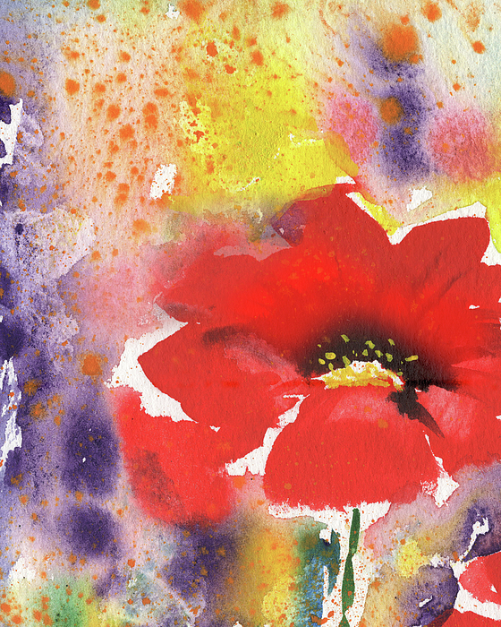 Irina Sztukowski - Watercolor Poppy Flower In Hot Summer Garden 