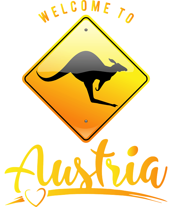 Austria Kangaroos Warning Sign To Ahead Pixels by Khalfouf Australian T-Shirt Road Welcome 2 Sign Kangaroo Mounir T Shirt - Tees Shirts