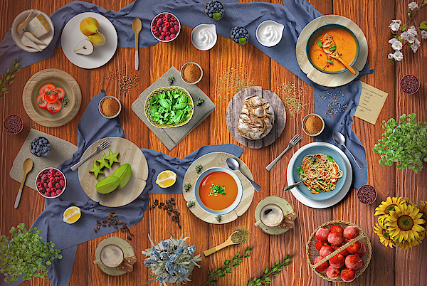 Johanna Hurmerinta - Welcome To My Hot Soup Pasta Bread And Fruit Lunch Table