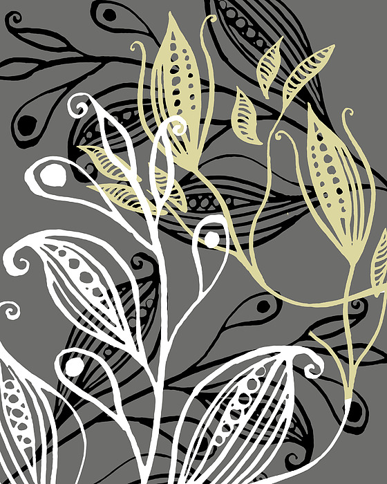 Irina Sztukowski - Whimsical Elegance Leaves And Seeds Floral Pattern II