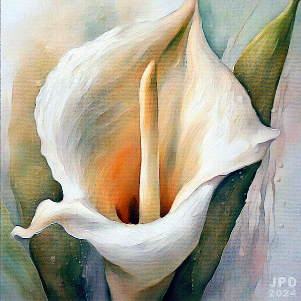 J Paul DiMaggio - White Abstract Calla Lily, No. 1