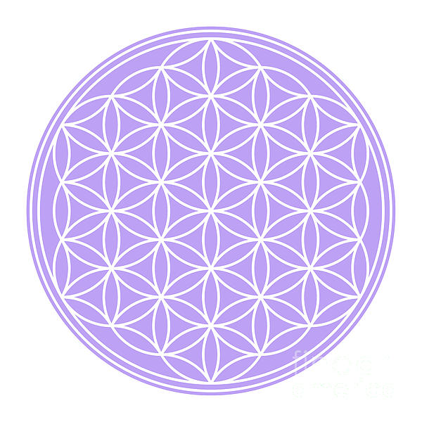 White Flower of Life, Sacred Geometry on a pastel purple circular field  Yoga Mat
