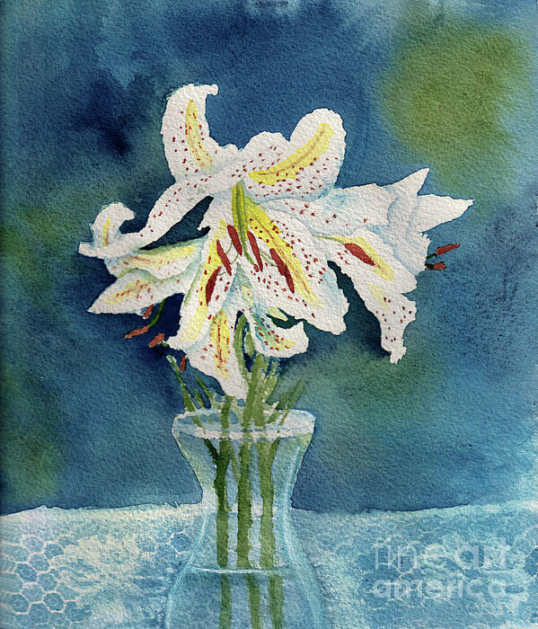 Conni Schaftenaar - White Lilies in a Glass Vase