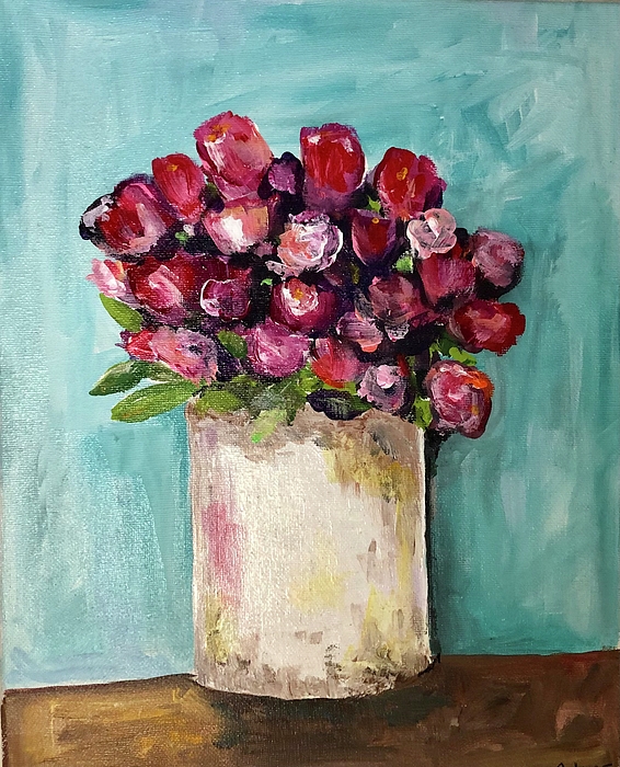 Paula Stacy Adams - White Vase of Flowers