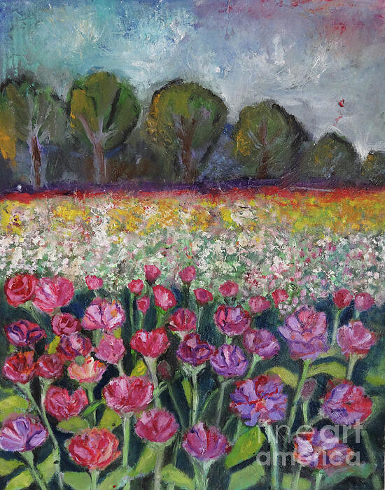 Indrani Ghosh - Wild Flower Meadow Oil Painting