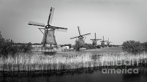 Henk Meijer Photography - Windmills at the Kinderdijk in Black and White