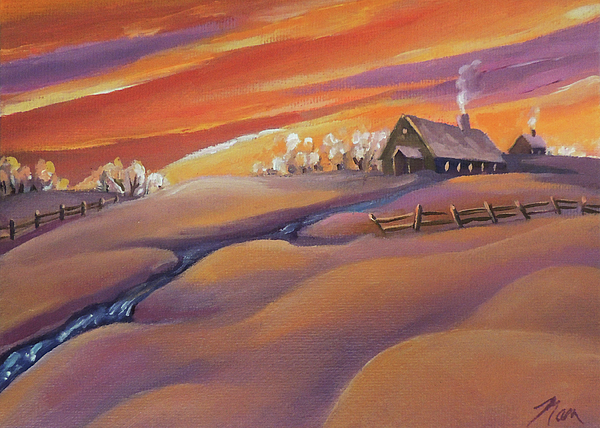 Nancy Griswold - Winter Sunset On the Hill
