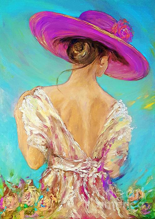 Amalia Suruceanu - Woman Wearing a Purple Hat Painting