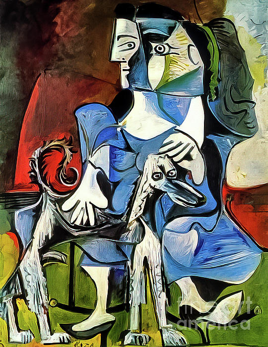 Woman With Dog by Pablo Picasso 1962 Fleece Blanket