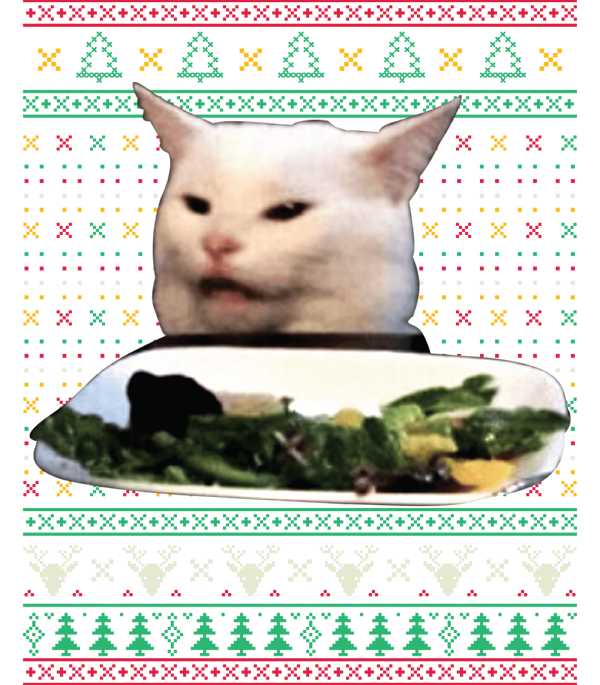 Woman Yelling At A Cat Ugly Christmas Sweater Meme Costume T-Shirt Woman Yelling At A Cat Ugly Christmas Sweater Meme Costume T-Shirt