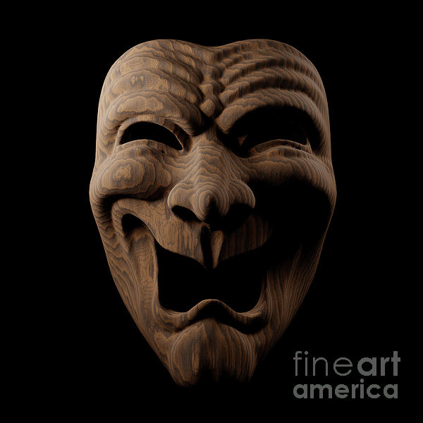 Wooden Mask Card by Daniel De Klawn