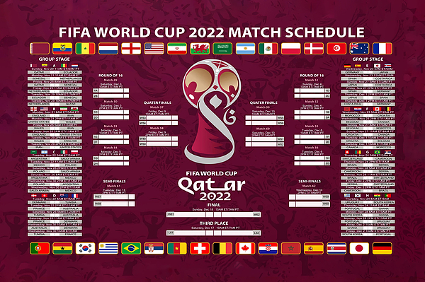 World Cup Qatar 2022 ,World Cup 2022 Schedule, FIFA World Cup Print ...