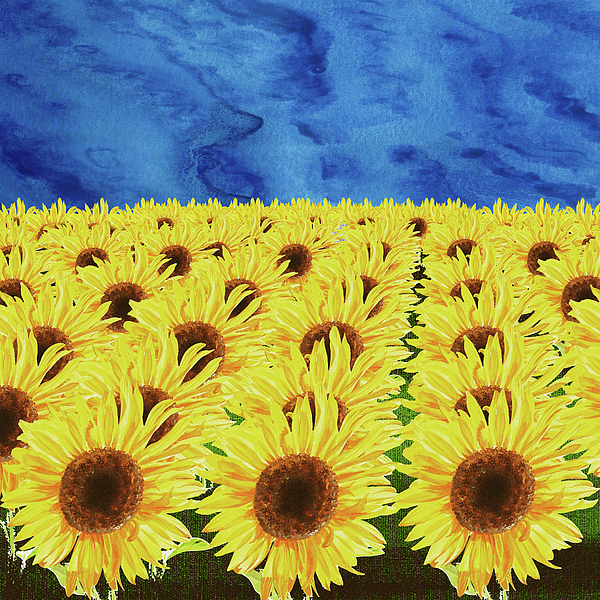 Irina Sztukowski - Yellow And Blue Colors Of Nature And Peace Sunflowers And Sky 