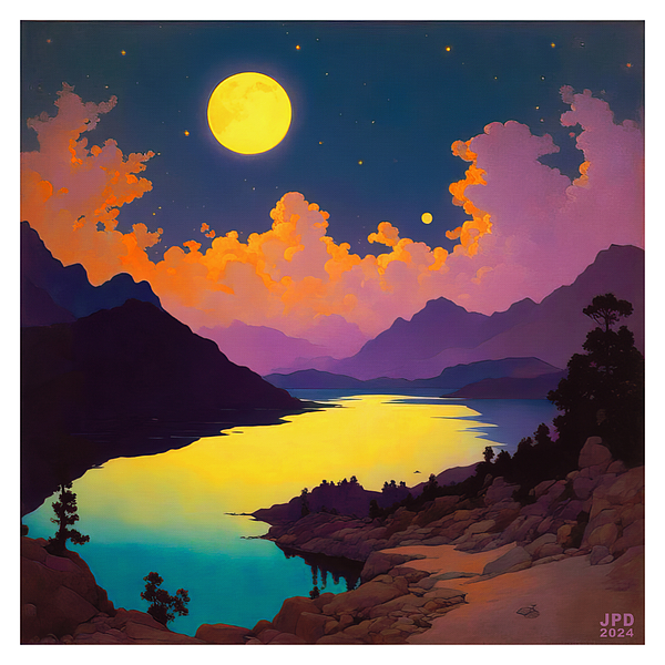 J Paul DiMaggio - Yellow Moon Over San Antonio Lake