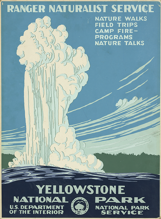 Yellowstone Vintage Style Destination Poster Mens Natural Graphic Tee - S