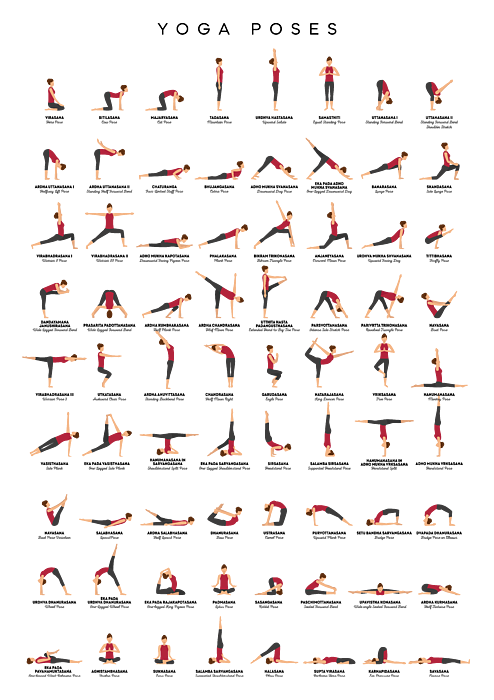 Yoga Poses T-Shirt for Sale by Zapista OU