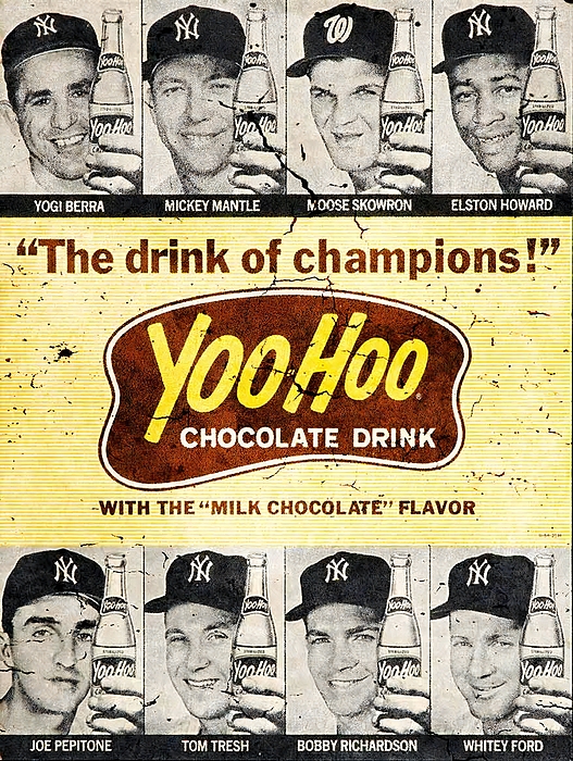 Mickey Mantle in a Yogi Berra says Yoo-Hoo is the drink of