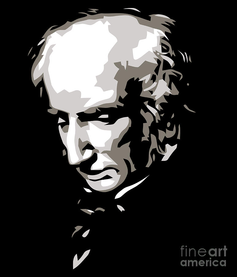      William Wordsworth black and white silhouette art Digital Art by Heidi De Leeuw