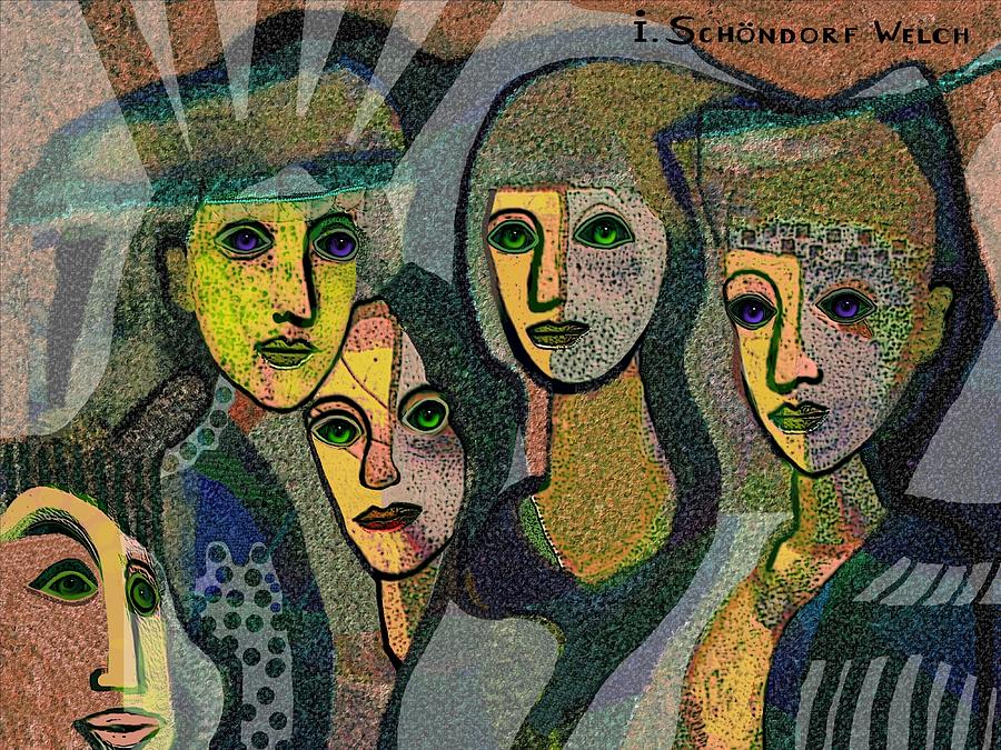  175 - Women and masks   Digital Art by Irmgard Schoendorf Welch