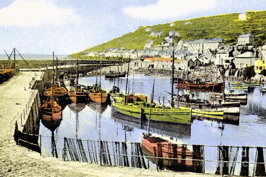  1900 Harbour view Mousehole Cornwall England Painting by Heidi De Leeuw