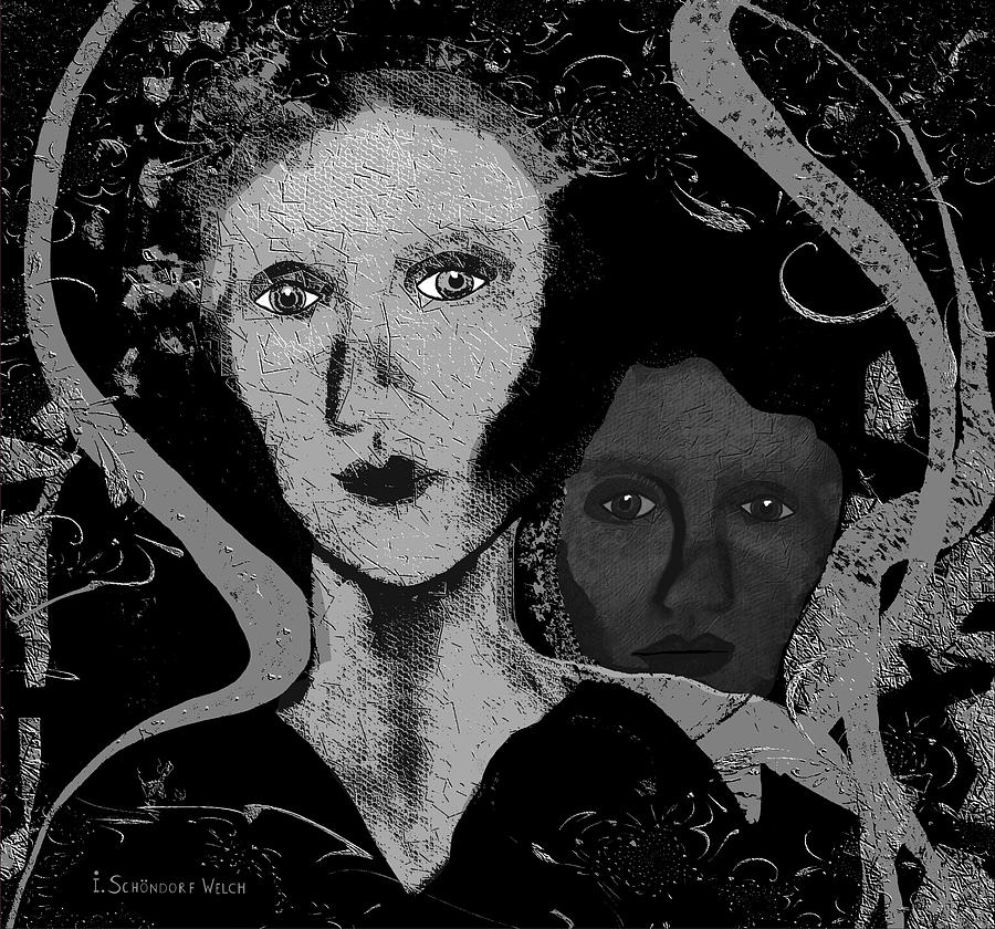  450 - Light  and Dark Lady ... #450 Digital Art by Irmgard Schoendorf Welch