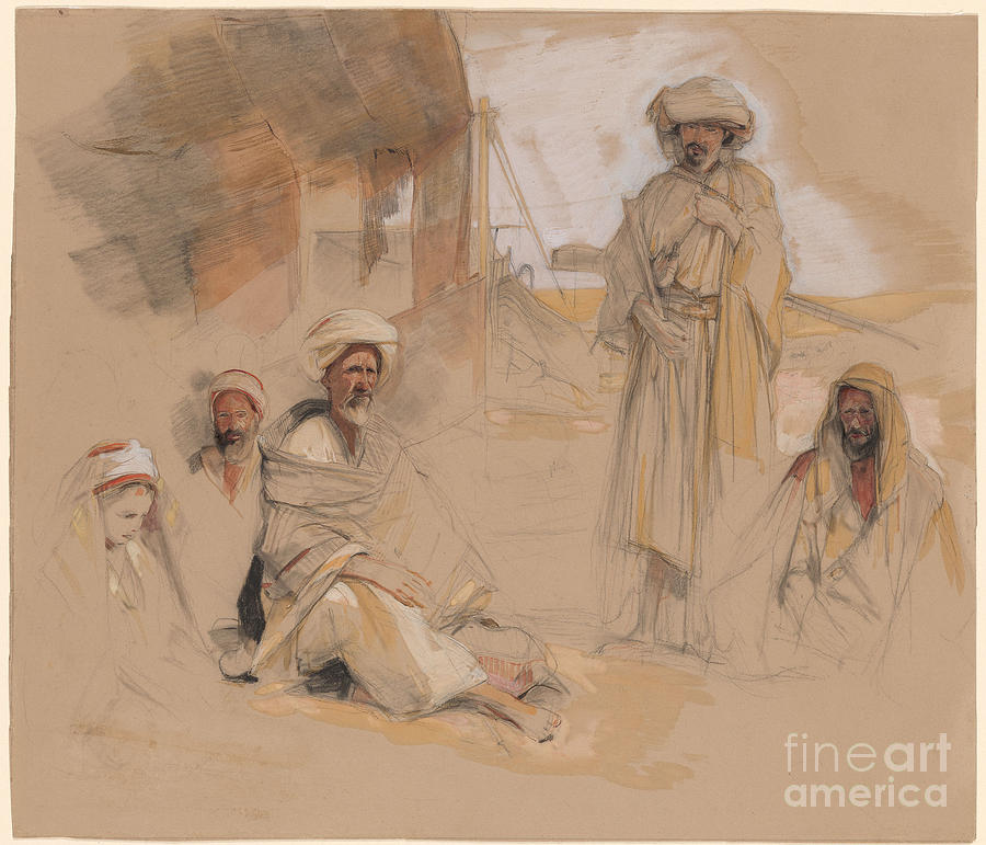  A Bedouin Encampment at Gebel Tor in the Sinai Desert Painting by MotionAge Designs