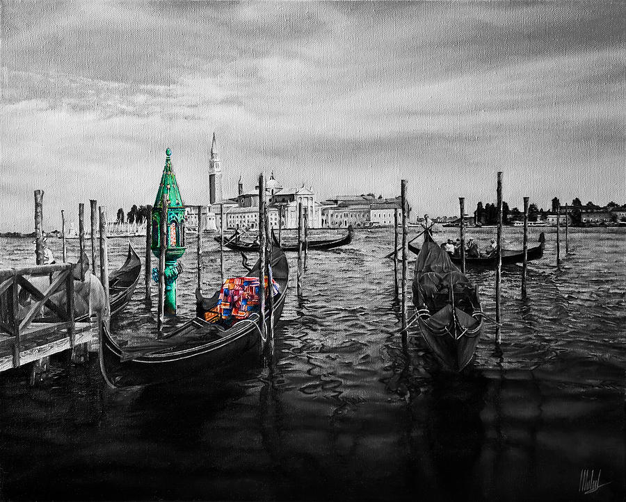    A Day in Venice in Black and White Digital Art by Michelangelo Rossi