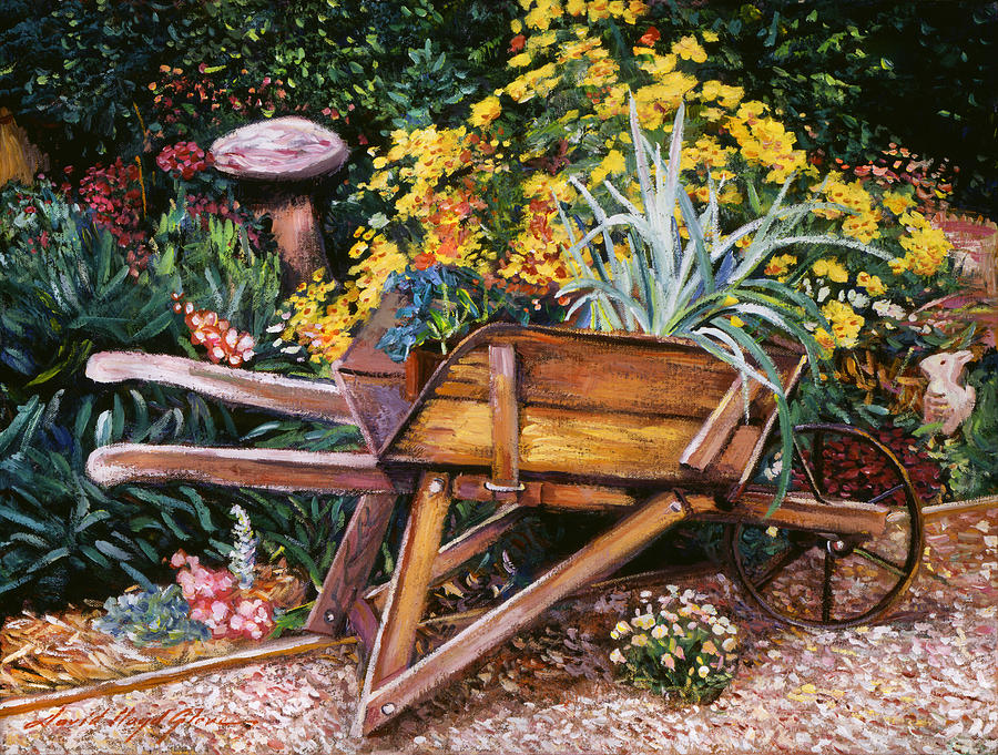 Garden Painting -  A Gardeners Helper by David Lloyd Glover