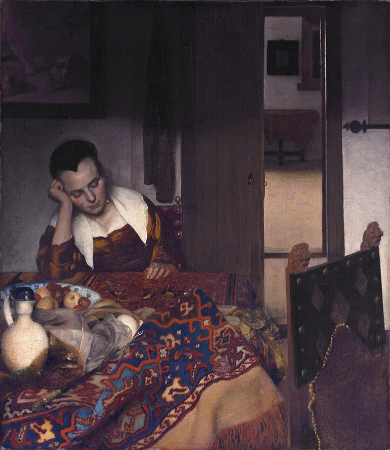  A Girl Asleep Painting by Johannes Vermeer