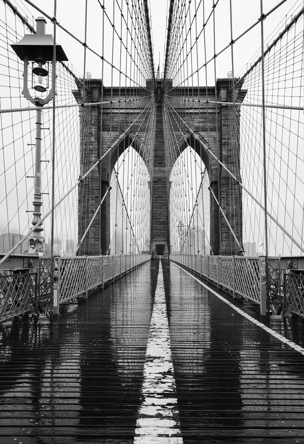 Brooklyn Bridge and Rain Photograph by Randy Lemoine