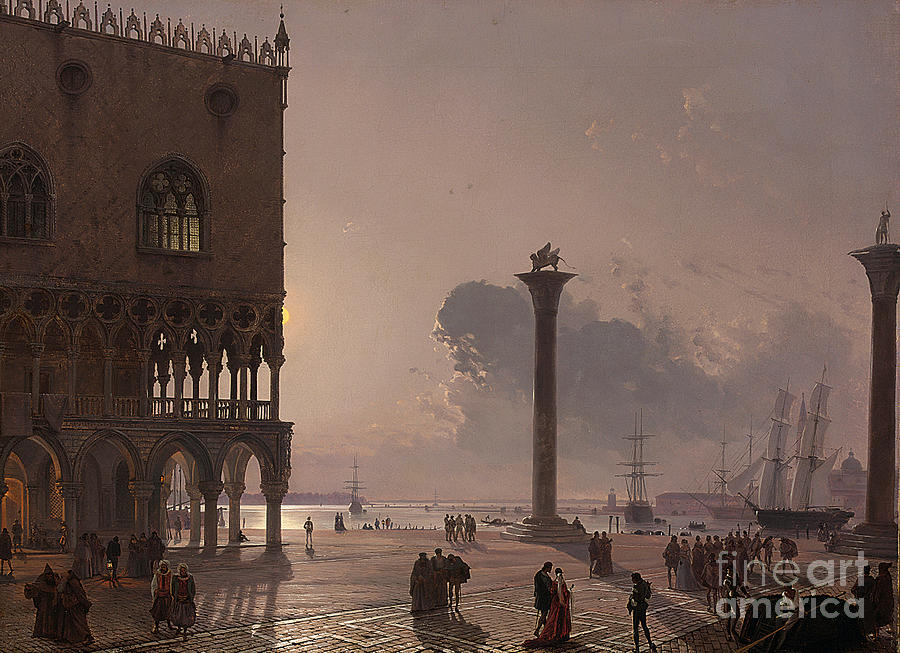  A Moonlit View Of The Piazza San Marco Painting by Celestial Images