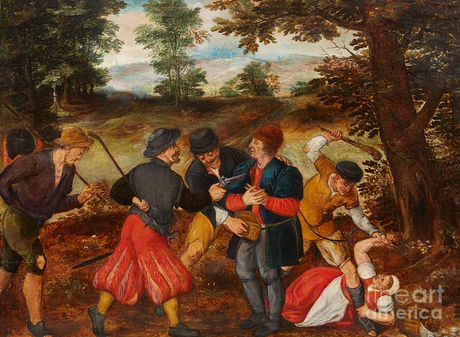 Flemish School Painting -  A Robbery on a Country Road by MotionAge Designs