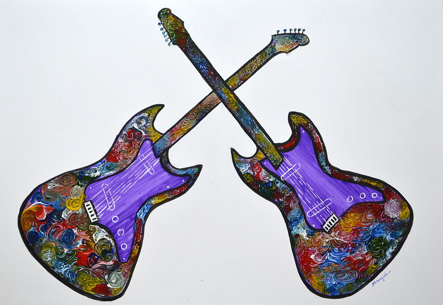 Original Abstract Guitar painting by Manjiri modern colorful wall decor musical   Painting by Manjiri Kanvinde