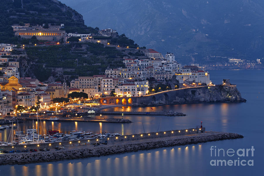 Mountain Photograph -  Amalfi at Night by George Oze