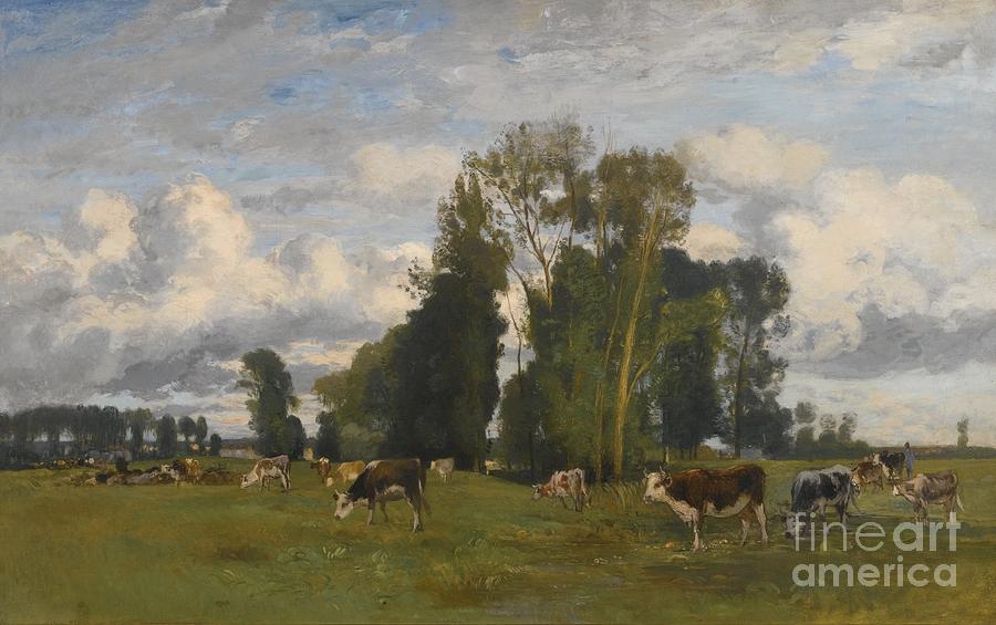  Austrian Grazing Cows On A Meadow Painting by MotionAge Designs