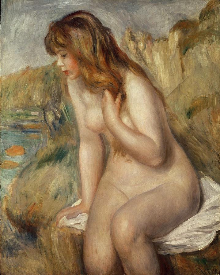 Pierre Auguste Renoir Painting - Bather Seated On A Rock by Pierre Auguste Renoir Pierre Auguste Renoir Painting - Bather Seated On A Rock by Pierre Auguste Renoir