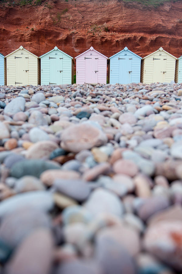  Beach Huts and Pebbles Photograph by Helen Jackson