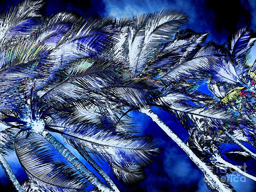 Hawaii Digital Art -  Blue Palms by Dorlea Ho