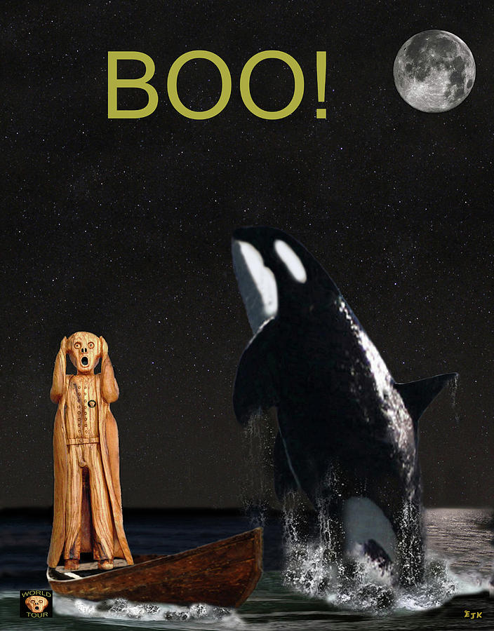 Edvard Munch Mixed Media -  Boo Scream with Orca by Eric Kempson