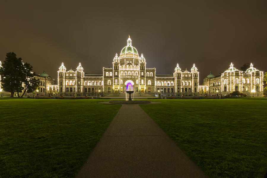  British Columbia Parliament Buildings at Night Photograph by Mark Kiver