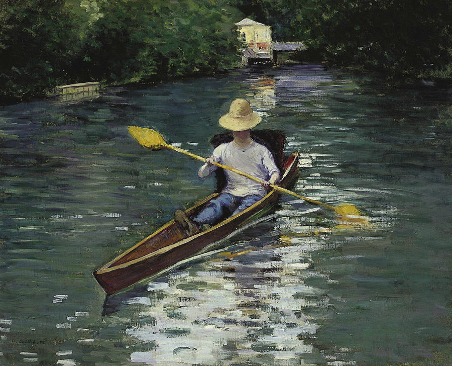  Canoe on the Yerres River Painting by Gustave Caillebotte