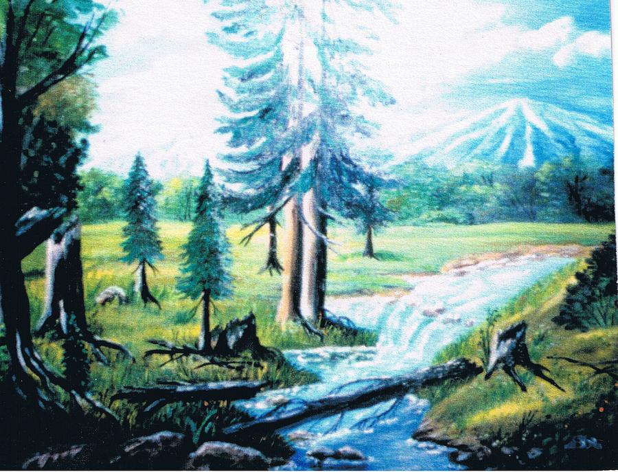 Tree Painting -  Carpathian Creek SOLD by Florentina Popa