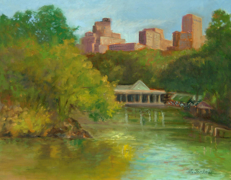 Central Park Painting -  Central Park New York Boathouse by Phyllis Tarlow
