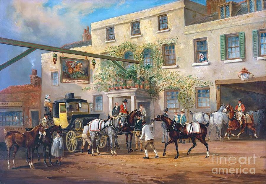 Kingdom Painting -  Changing Horses to a Post-Chaise outside the George Posting-house by MotionAge Designs